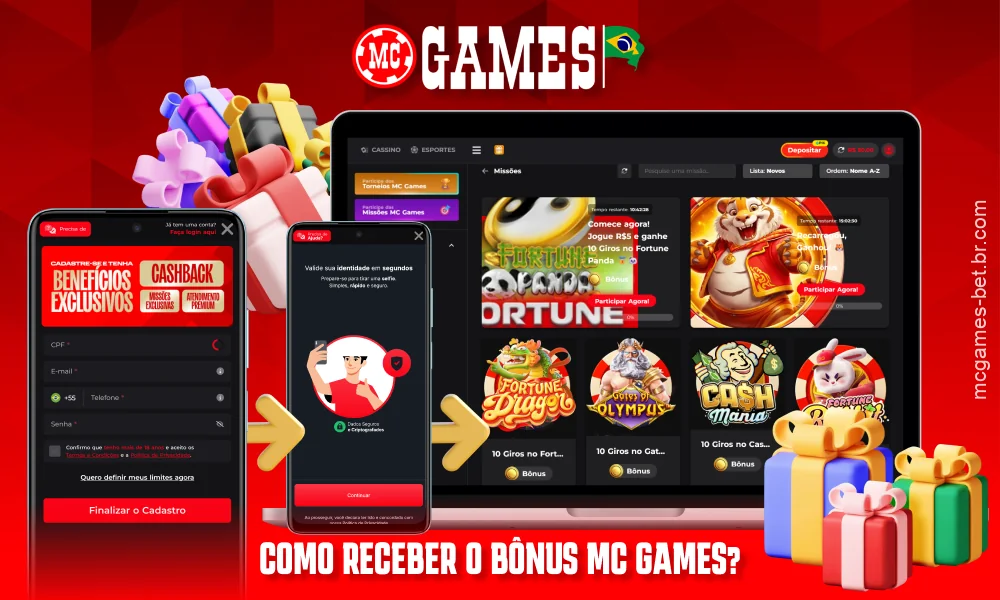 Para receber bônus na MC Games, os jogadores no Brasil precisam se cadastrar e cumprir as missões